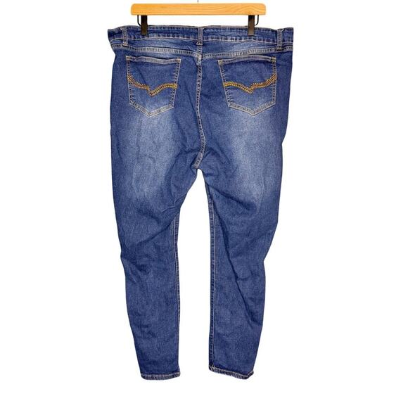 Jack David Womens Plus Size 20 Blue Denim Jeans Stretch Skinny Ripped Distressed - Picture 2 of 8